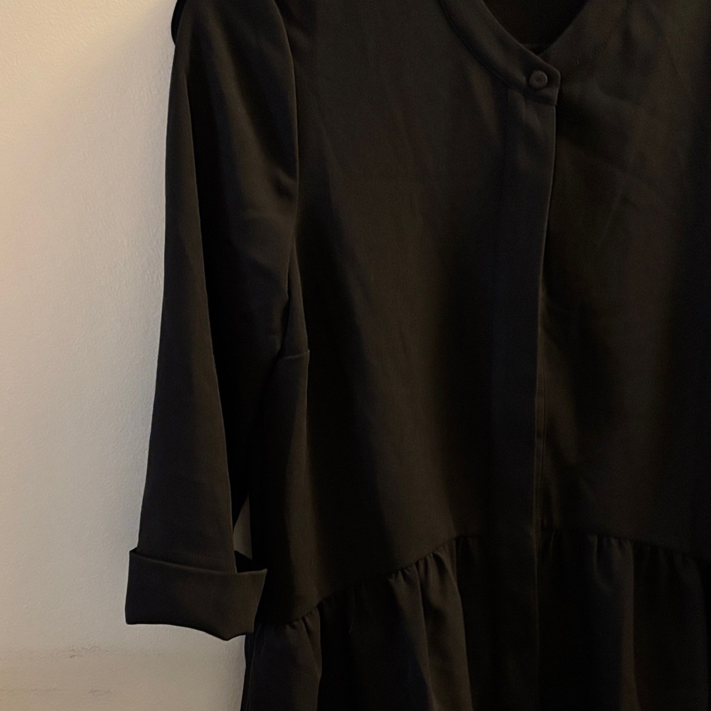 Elegant Black Women's button up shirtdress - Picture 3 of 5